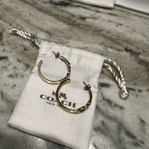 Coach Gold and Silver Hoop Earrings - Picture 3 of 3